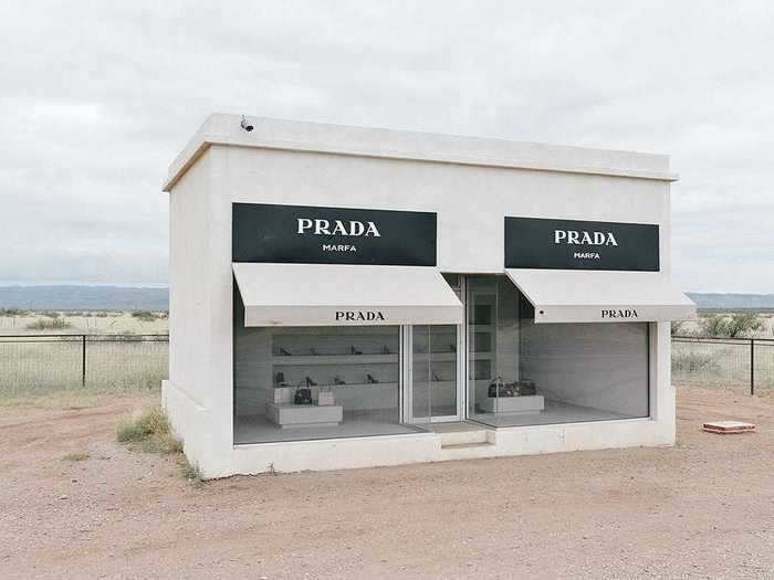 In an artistic nod to modern-day consumerism, they created a single-room replica of real Prada stores found in cities around the world.