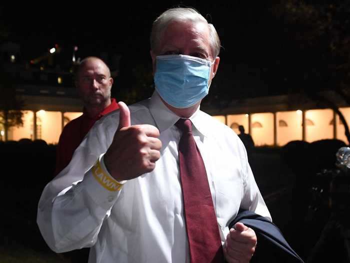 Sen. Lindsey Graham of South Carolina, on the other hand, masked up and posed for the camera