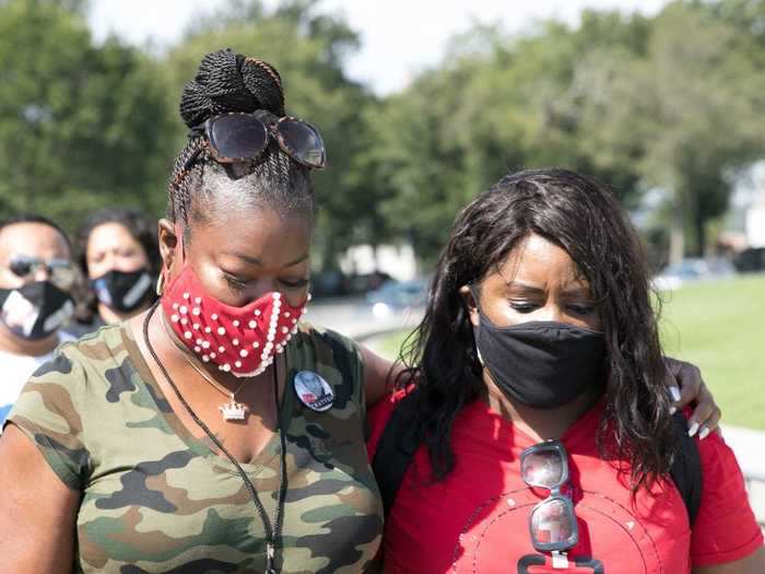 Also in attendance was Sybrina Fulton, the mother of Trayvon Martin, who was fatally shot at the age of 17 after being confronted by an armed neighborhood watch volunteer. "Be strong, stand tall, be encouraged" and continue "peaceful protesting" and "stand together," Fulton said.