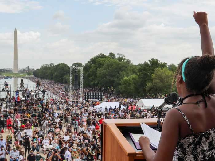 Yolanda Renee King stood where her grandfather, MLK, stood over 50 years ago. She delivered a speech where she said, "The first phase was civil rights, and the new phase is genuine equality."