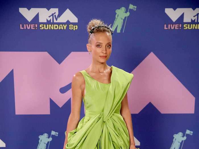 Nicole Richie wore a lime green Cong Tri gown from the designer