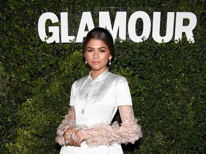 Zendaya wore a white dress with a bubble skirt at the 2016 Glamour Women Of The Year event.