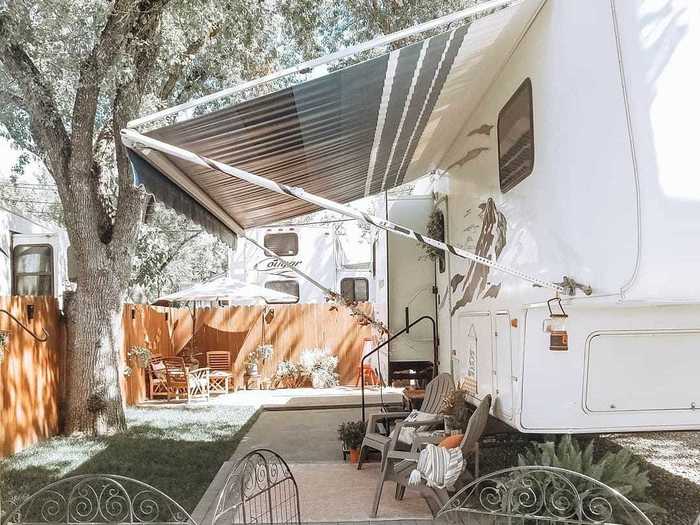 April Gilleland and Jason McMillan live in a 350-square-foot remodeled RV with their twin daughters.