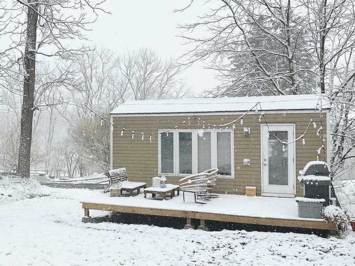 Tim and Shannon Soine moved into their 210-square-foot tiny home in 2014, and it sits on wheels.