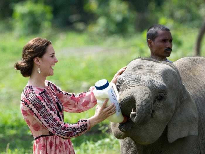 Middleton wore a Zara printed smock-style dress in April 2016 on the Royal Tour of India.