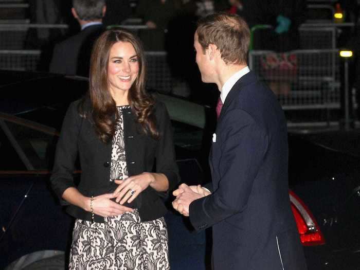 In December 2011, the Duchess wore a white dress with a lace-like design from the popular fast fashion store to a charity concert.