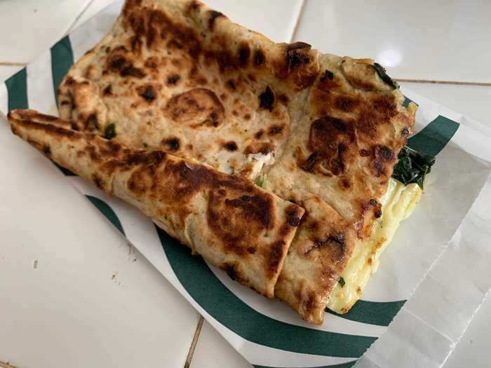 Spinach, feta, and cage-free egg white wrap — $3.95