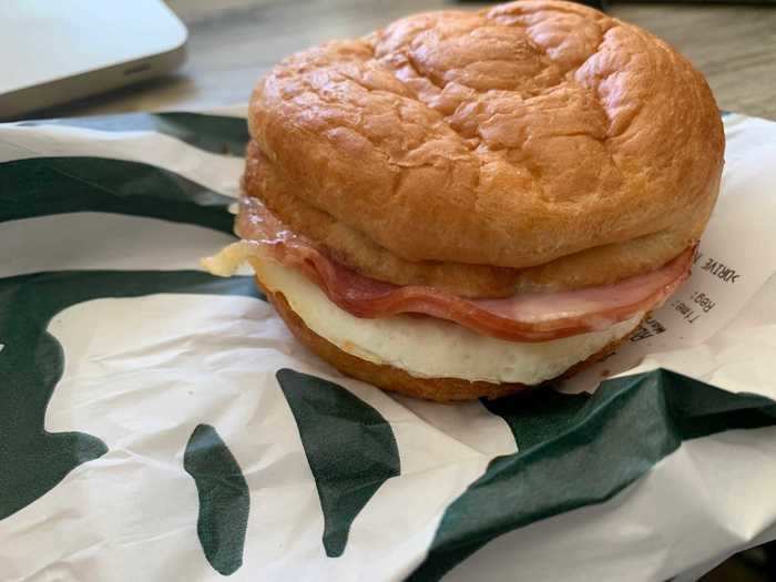 Roasted ham, Swiss, and egg sandwich — $4.95