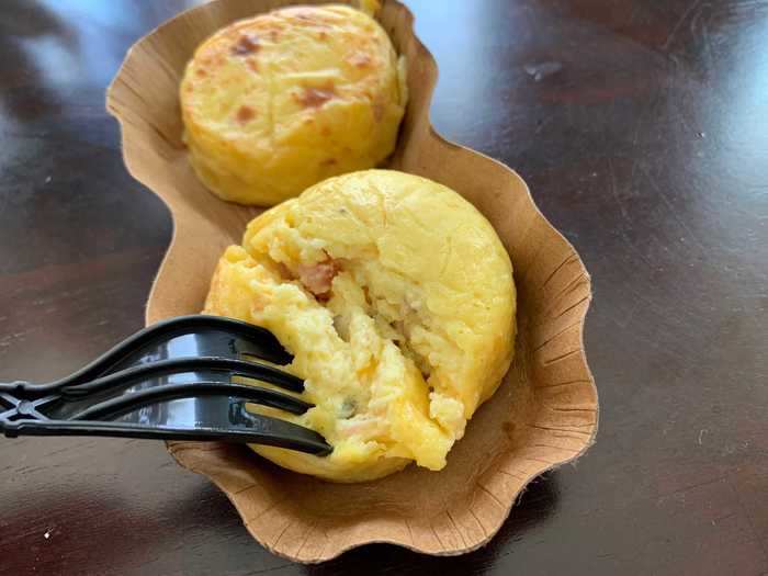 Ham, cheddar, and peppers sous vide egg bites — $4.65