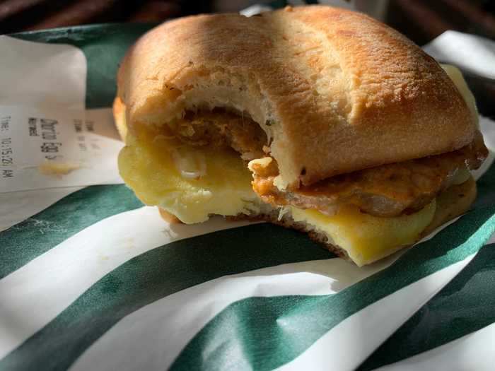 Spicy chorizo, Monterey Jack, and egg sandwich — $4.95