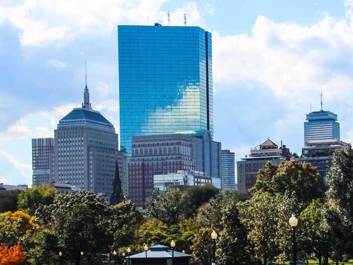 15. John Hancock Tower in Boston, Massachusetts, is 790 feet tall.