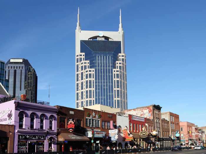 24. AT&T Building in Nashville, Tennessee, is 617 feet tall.