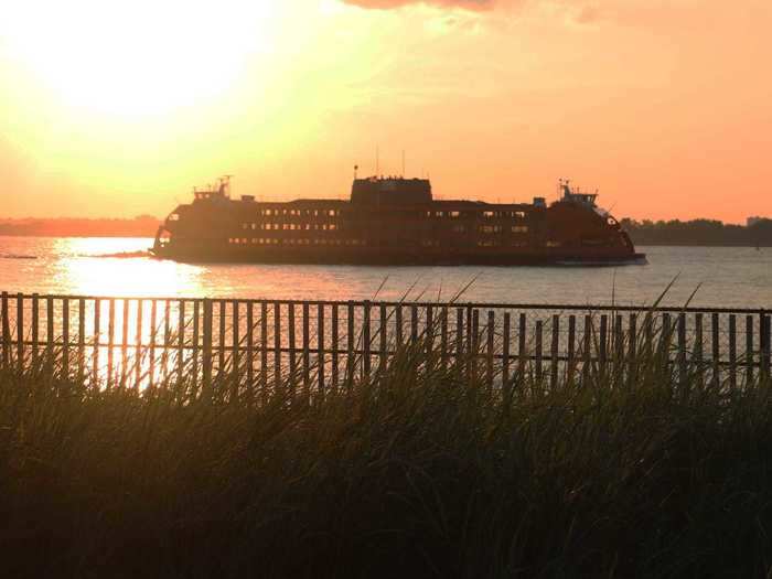 Every now and then, a Staten Island Ferry crossed the water, bringing color to the landscape.