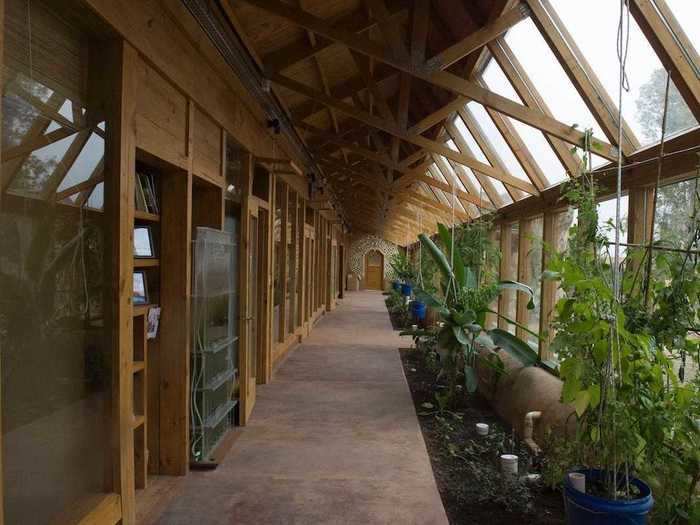 Indoor gardens with plants, fruits, and vegetables are also a major part of the Earthship