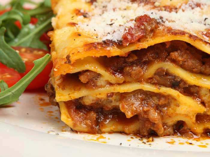 An Italian restaurant is the ideal place to indulge in lasagna.