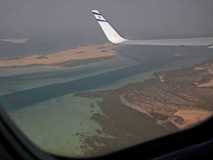 The 737 began its descent into Abu Dhabi just under three hours from its departure while over Saudi Arabia, touching parts of Oman as it approached.