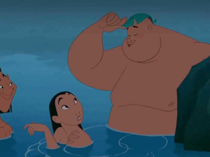 24. Honghui interrupts Mulan when she bathes instead of the gang of three.