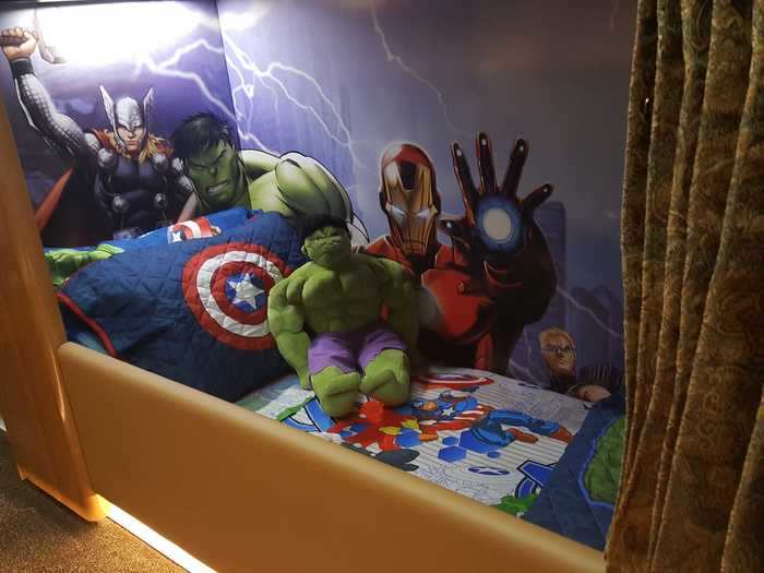 The company even personalizes bunks upon request, like this Marvel-themed bed.