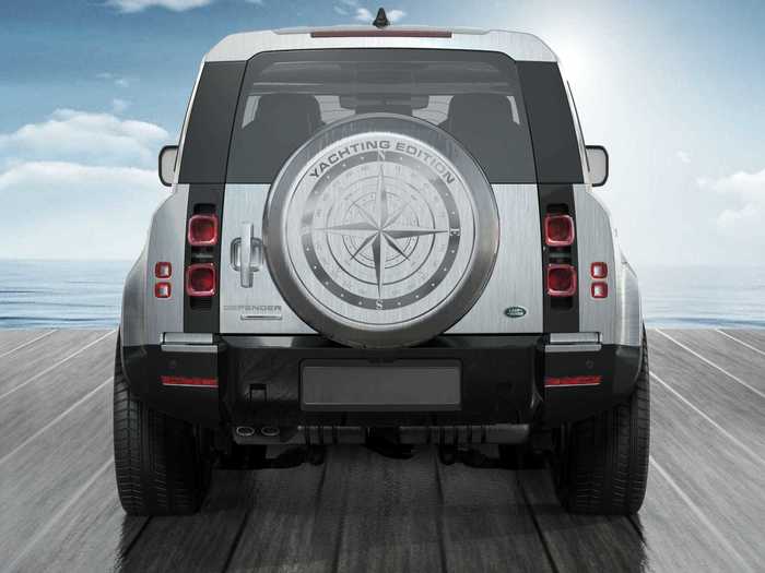 The spare-tire cover comes etched with a compass design ...