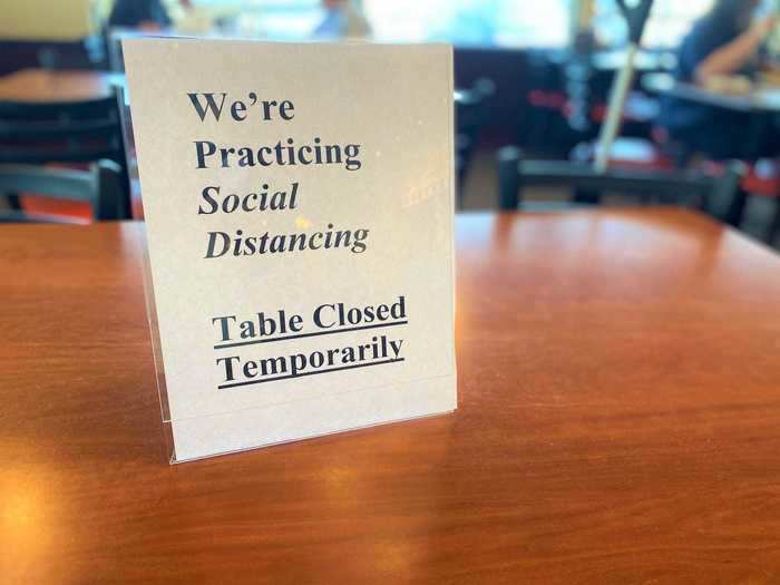 I picked a table that was next to the only "closed" for social distancing sign that I saw around.