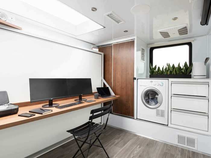 A trendy add-on that Living Vehicle is also offering is the option for a mobile office, which is a concept that has become increasingly popular as more companies announce long-term remote work plans.