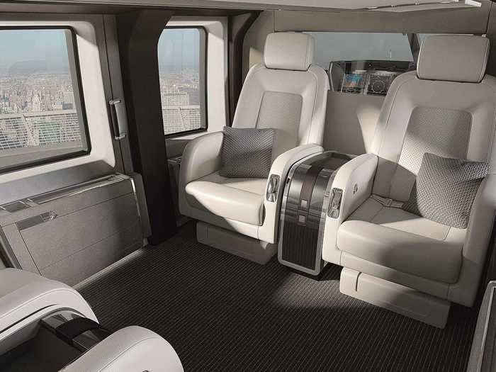 Like any luxury aircraft, the inside of the ACH160 is lined with leather, wood veneers, and a handmade carpet.