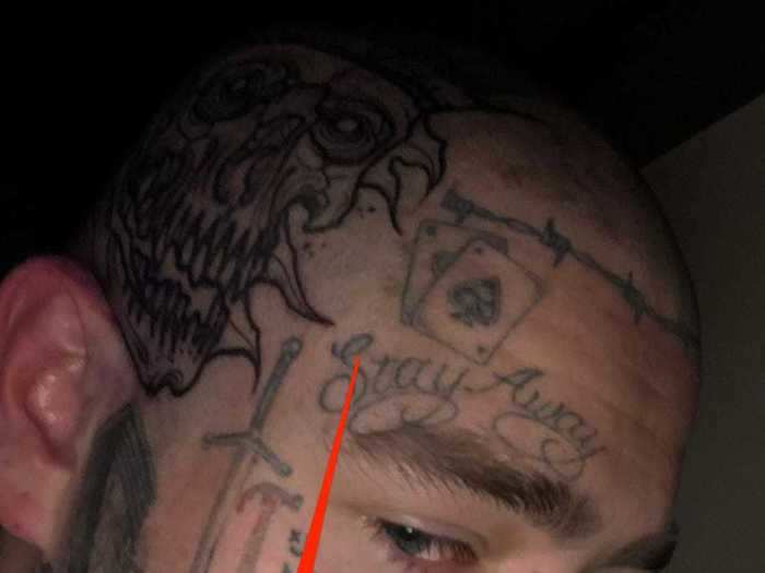 Malone added a clear heart to his collection of face tattoos.