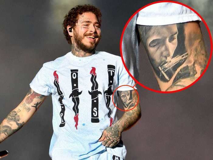 Malone has a tattoo of one of his musical inspirations, Bob Dylan.