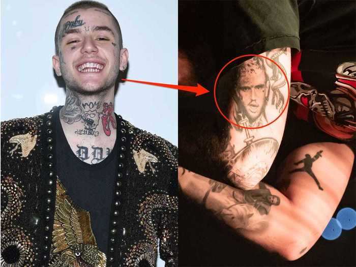 He has a tattoo of the late rapper Lil Peep on his arm.