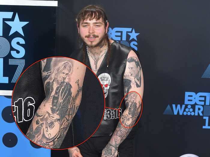 Malone has a tattoo of Kurt Cobain, the frontman of Nirvana, on his arm.