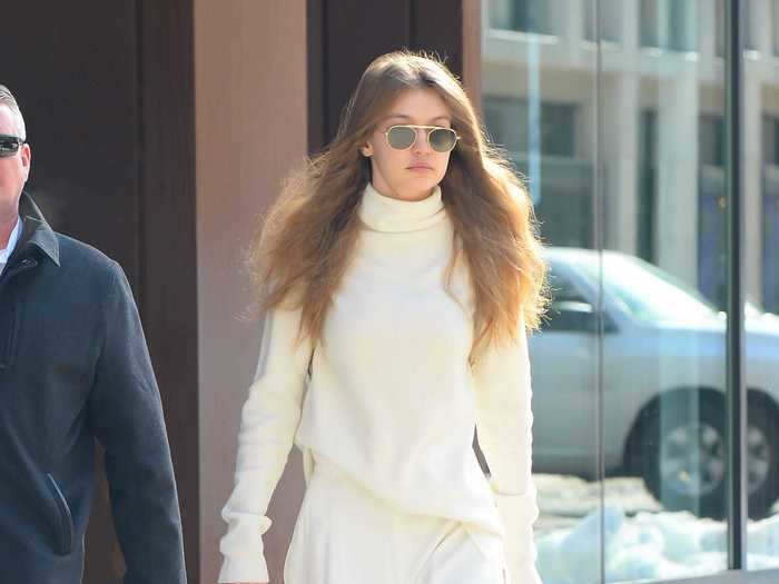 Wearing white-on-white has never looked as effortless as when Gigi Hadid sported this mostly monochromatic look.