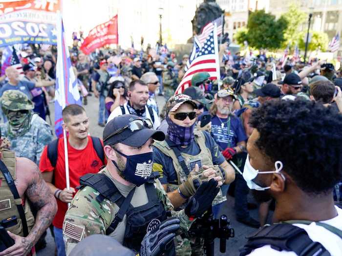 Counter-protesters, including armed far-right activists and self-described militia members, faced off against the Black Lives Matter protesters.