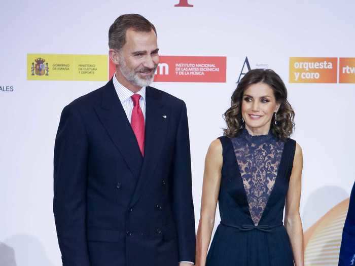 In 2018, Queen Letizia wore a dress with lace detailing to a concert celebrating the 40th anniversary of the Spanish Constitution.