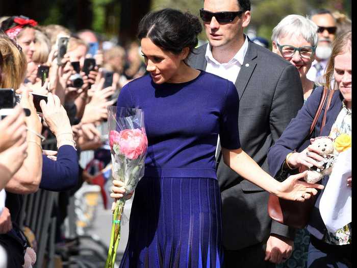 During a visit to New Zealand in 2018, Markle wore a pleated Givenchy skirt that appeared to be see-through in some photos.