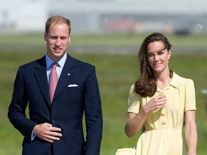 In 2011, Kate Middleton wore a yellow Jenny Packham dress that almost rode up while she was walking.