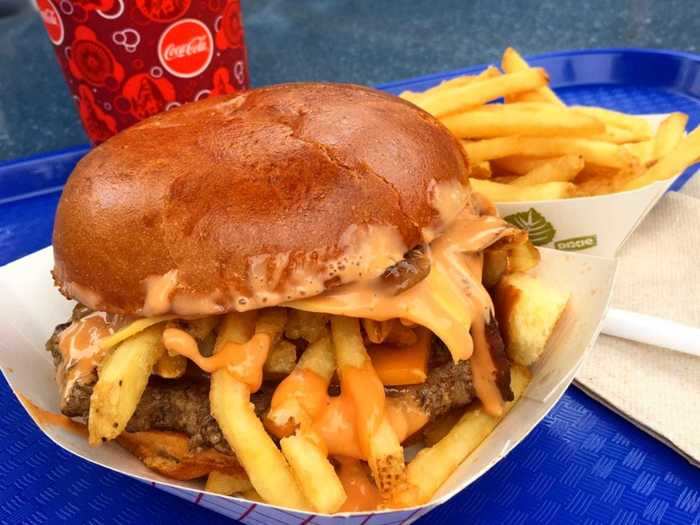 The Galactic "Alien"-style burger at the Galactic Grill in Tomorrowland is not for the faint of heart.