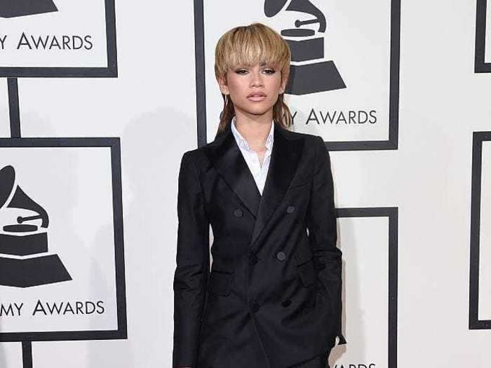 Then she went with a menswear look for the Grammys in 2016.