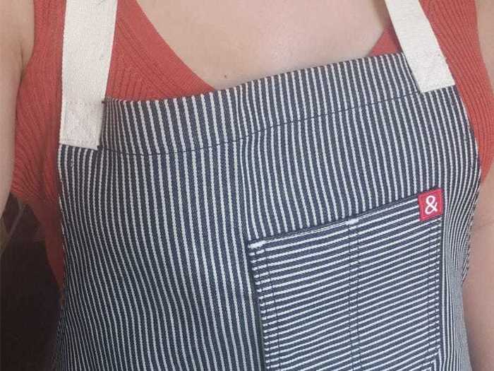 A striped denim apron