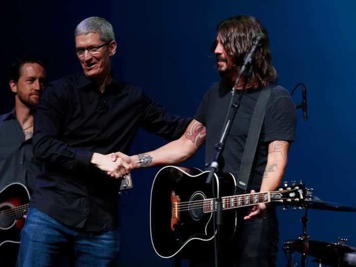 During his tenure as CEO, Cook has kept a lot of important Apple traditions alive, including appearances by rock stars like the Foo Fighters at big company events ...