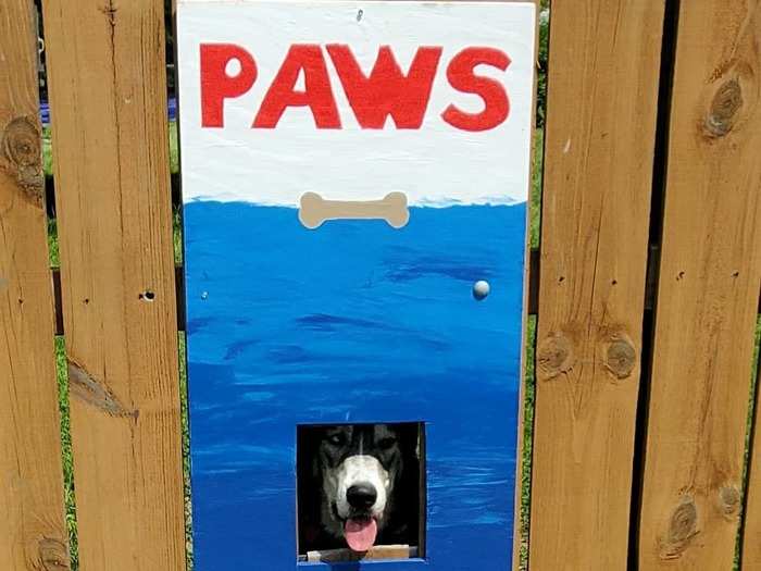 Burger made a sweet appearance in a faux movie poster for "Paws," a play on "Jaws."