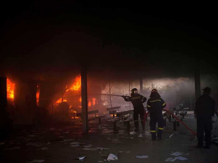 Athens issued a state of emergency. Dozens of firefighters tried to extinguish the fire but were met with pushback from refugees.