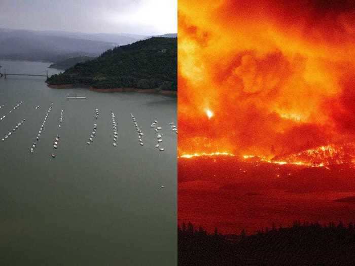 Just three years ago, Lake Oroville struggled to recover from a drought. Now, in 2020, flames from the Bear Fire could be seen licking its shores.