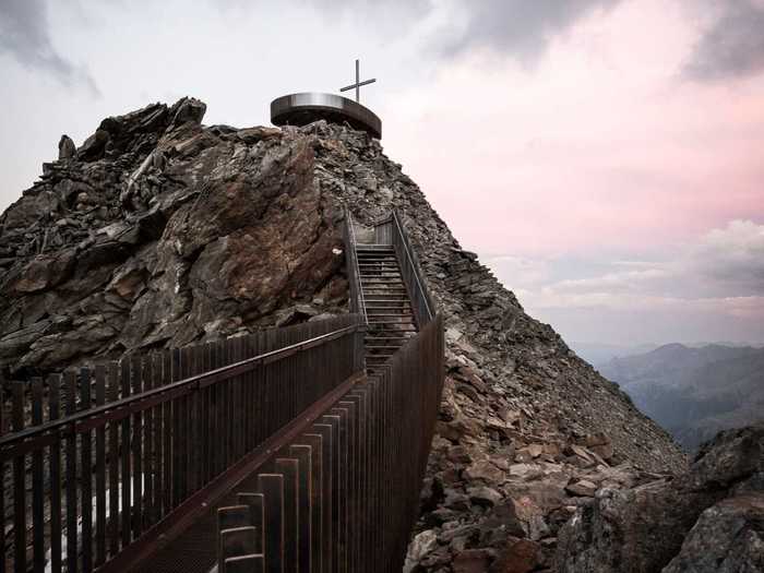 To access the platform, travelers can take take a cable car from the the town of Maso Corto in South Tyrol up to the 36-room Glacier Hotel Grawand, one of the highest hotels in Europe.