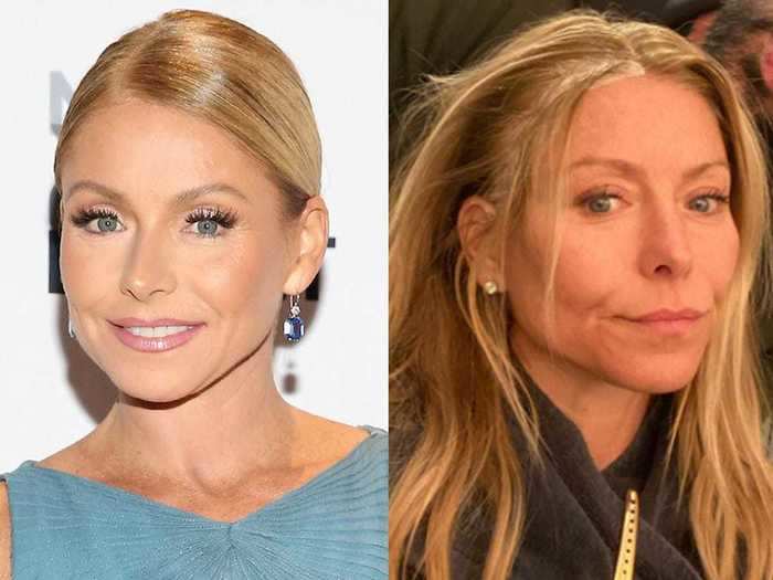 Kelly Ripa opted for the no-makeup look while taking a selfie.