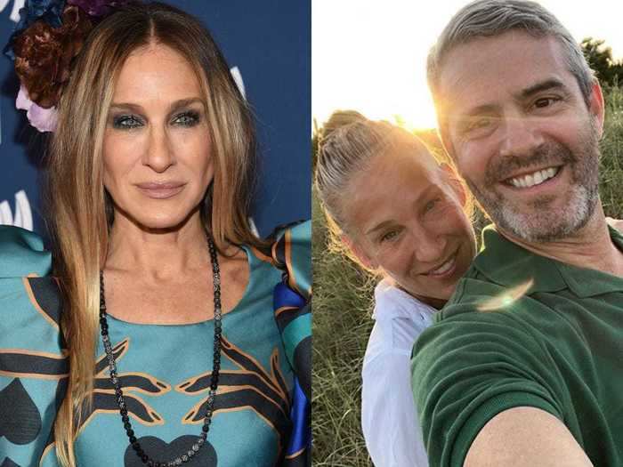 Sarah Jessica Parker went barefaced while hanging out with her friend Andy Cohen.