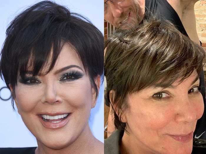 Kris Jenner snapped a barefaced selfie while getting a haircut.