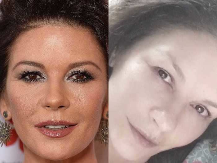 Catherine Zeta-Jones gave her skin a breather in an Instagram post shared on April 29, 2018.