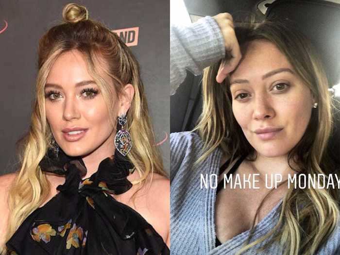 That same month, Hilary Duff jumped on the "no-makeup Monday" bandwagon.