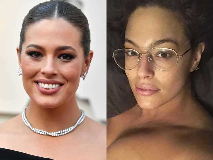 On January 21, 2018, Ashley Graham shared a natural selfie from bed.