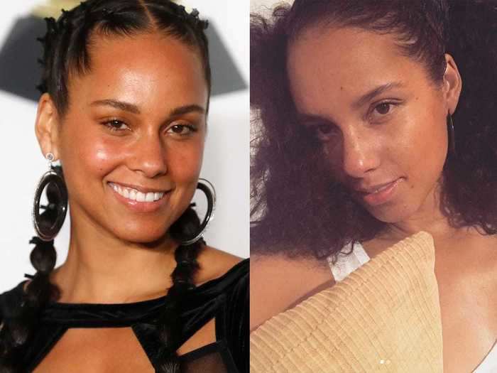 Alicia Keys also went makeup-free in an April 2017 selfie.